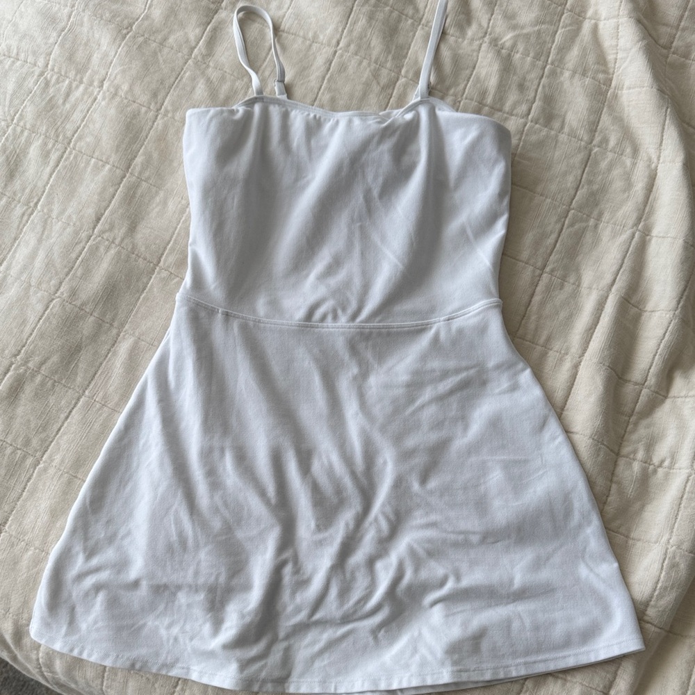 ALO Yoga White Spaghetti-Strap Mini Dress